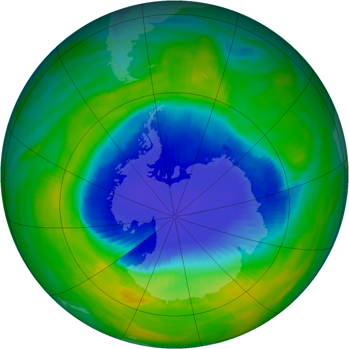 Antarctic ozone map for 16 November 1990